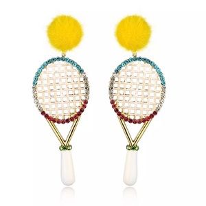 🌈2/$30 New Tennis Racket & Ball Earrings
